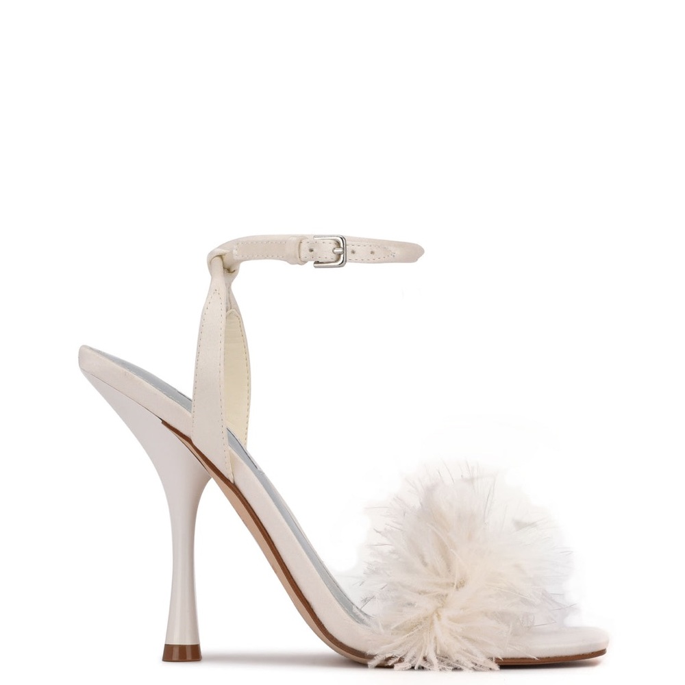 NEW Nine West Milano ivory satin feather heels